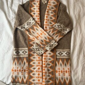 BiBi Geometric Brown and Orange Cardigan